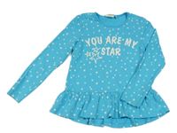 Tyrkysová tunika s hvězdičkami a nápisem 