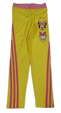 Žluto-růžové sportovní legíny s Minnie a Daisy Adidas