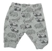 Světlešedé lehké tepláky se zvířátky 