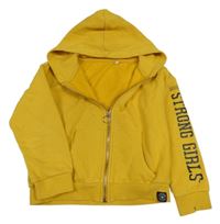 Žlutá propínací mikina s nápisem a kapucí C&A