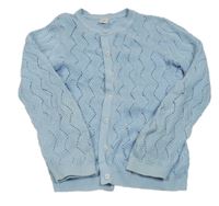 Modrý perforovaný propínací svetr TU