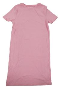 Růžové žebrované bavlněné šaty F&F