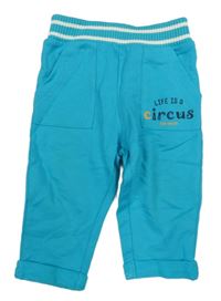 Tyrkysovo-bílé tepláky s nápsem Tom Tailor