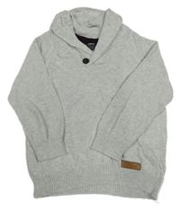 Šedý melírovaný svetr s límcem Primark