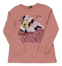 Růžové pyžamové triko s Minnie 