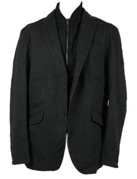 Pánský tmavošedý vzorovaný slim fit sakový kabát s šusťákovou vsadkou Engbers