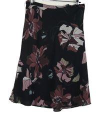 Dámská černá šifonová sukně s květy H&M