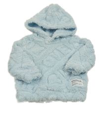 Světlemodrá chlupatá mikina s kapucí