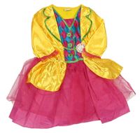 Kostým - Žluto-růžové saténové šaty s tylovou sukní zn. Disney