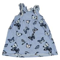 Modro-bílé pruhované šaty s motýlky a volánky H&M