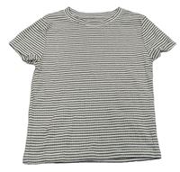 Bílo-černé pruhované žebrované crop tričko Primark