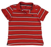 Červeno-tmavomodro-bílé pruhované polo tričko 