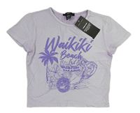 Lila crop tričko s nápisem New Look