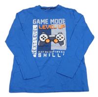 Nové - Modré triko s joystickem a nápisy Y.F.K. 