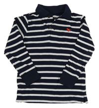 Tmavomodro-bílé pruhované polo triko s výšivkou Next