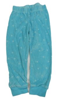 Světlemodré sametové pyžamové kalhoty s hvězdami POCOPIANO