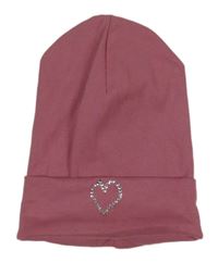 Růžová bavlněná čepice se srdíčkem 