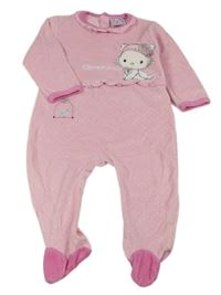 Světlerůžovo-puntíkatý sametový overal s Kitty  Sanrio