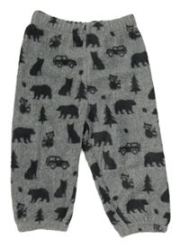 Šedé fleecové tepláky s medvědy a jeepy Topomini