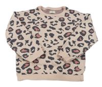 Světlerůžový svetr s leopardím vzorem F&F