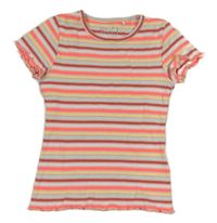 Světlerůžovo-barevné pruhované žebrované tričko STACCATO