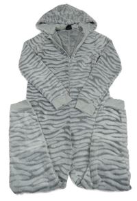 Šedá vzorovaná chlupatá kombinéza s kapucí C&A