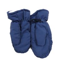 Tmavomodré šusťákové palcové zimní rukavice 