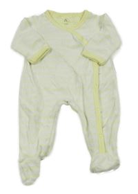 Bílo-limetkový pruhovaný sametový overal 