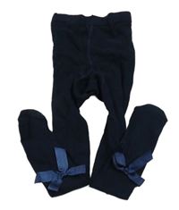 Tmavomodré punčocháče s mašlemi 