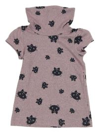 Lila melírované pletené šaty s kočkami 