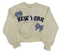 Nové - smetanová crop mikina s nápisy a mašlemi ZARA