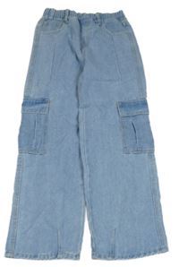 Světlemodré cargo wide leg rifle SHEIN