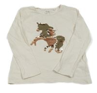 Smetanové triko s překlápěcími flitry C&A