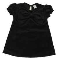 Černé plyšové šaty s mašlí H&M