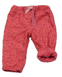 Růžové šusťákové zateplené kalhoty s motýly Topomini