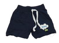 Tmavomodré bavlněné kraťasy s nápisem 