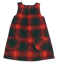 Červeno-tmavozeleno-černé kostkované vlněné šaty Nutmeg