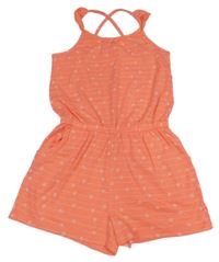 Neonově korálový vzorovaný kraťasový overal s mušlemi Yigga