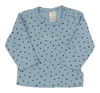 Světlemodré triko se srdíčky a nápisem Pusblu