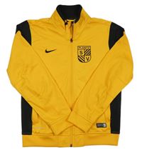 Pomerančovo-černá sportovní propínací mikina s výšivkou Nike