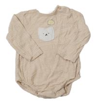 Béžové pruhované body s pejskem 
