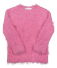 Neonově růžový chlupatý svetr H&M