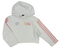 Bílá crop mikina s logem a kapucí Adidas 