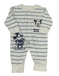 Bílo-modrý pruhovaný overal s Mickeym Primark