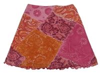 Růžovo-oranžová vzorovná tylová sukně 