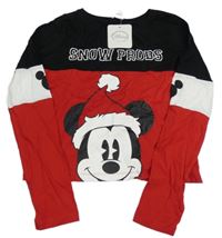 Červeno-černo-bílé crop triko s Mickeym Disney