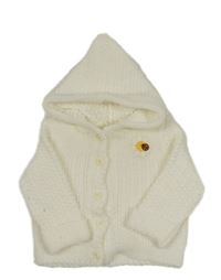Smetanový propínací svetr s kapucí 