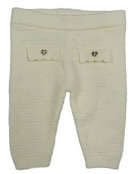 Smetanové vzorované pletené kalhoty s falešnými kapsami River Island