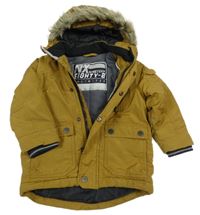 Písková šusťáková zimní bunda s kapucí Next 