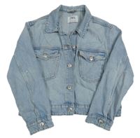 Světlemodrá riflová crop bunda s prošoupáním Zara